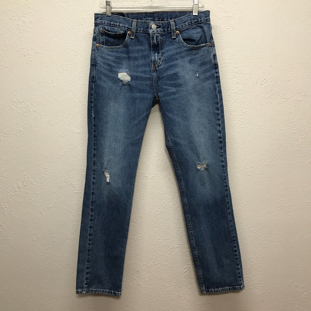 Levis 511 Jeans Mens 30x30 Blue Slim Fit Straight Leg Stretch Denim Distressed